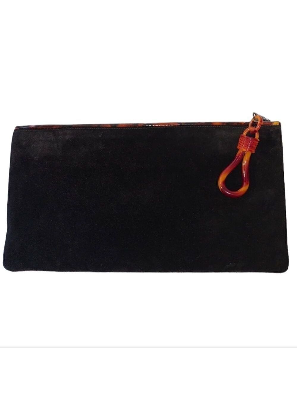 Shirl Miller Ltd Vintage Suede Clutch with Tortoise Shell Trim